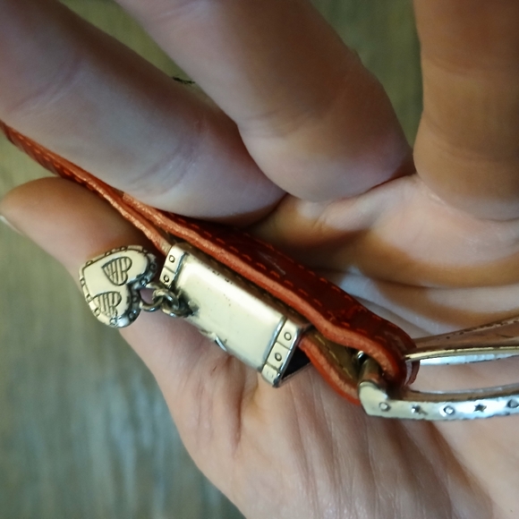 Brighton Croc Embossed Red Leather Heart Charm Belt. - Picture 12 of 13